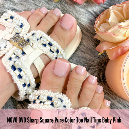 Sharp Square Pure Color Toe Nail Tips Baby Pink 240