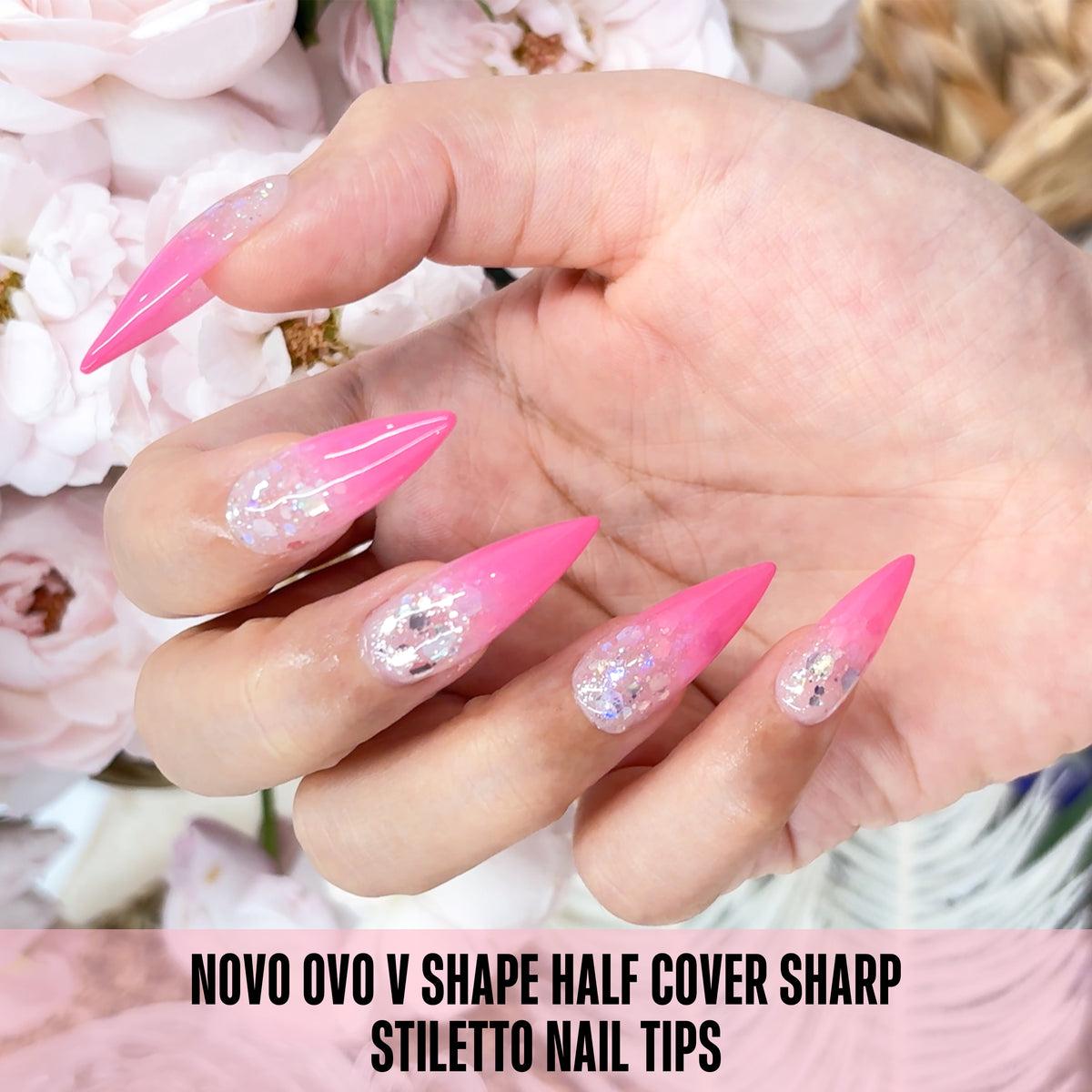 V Shape Half Cover Sharp Stiletto Nail Tips 224