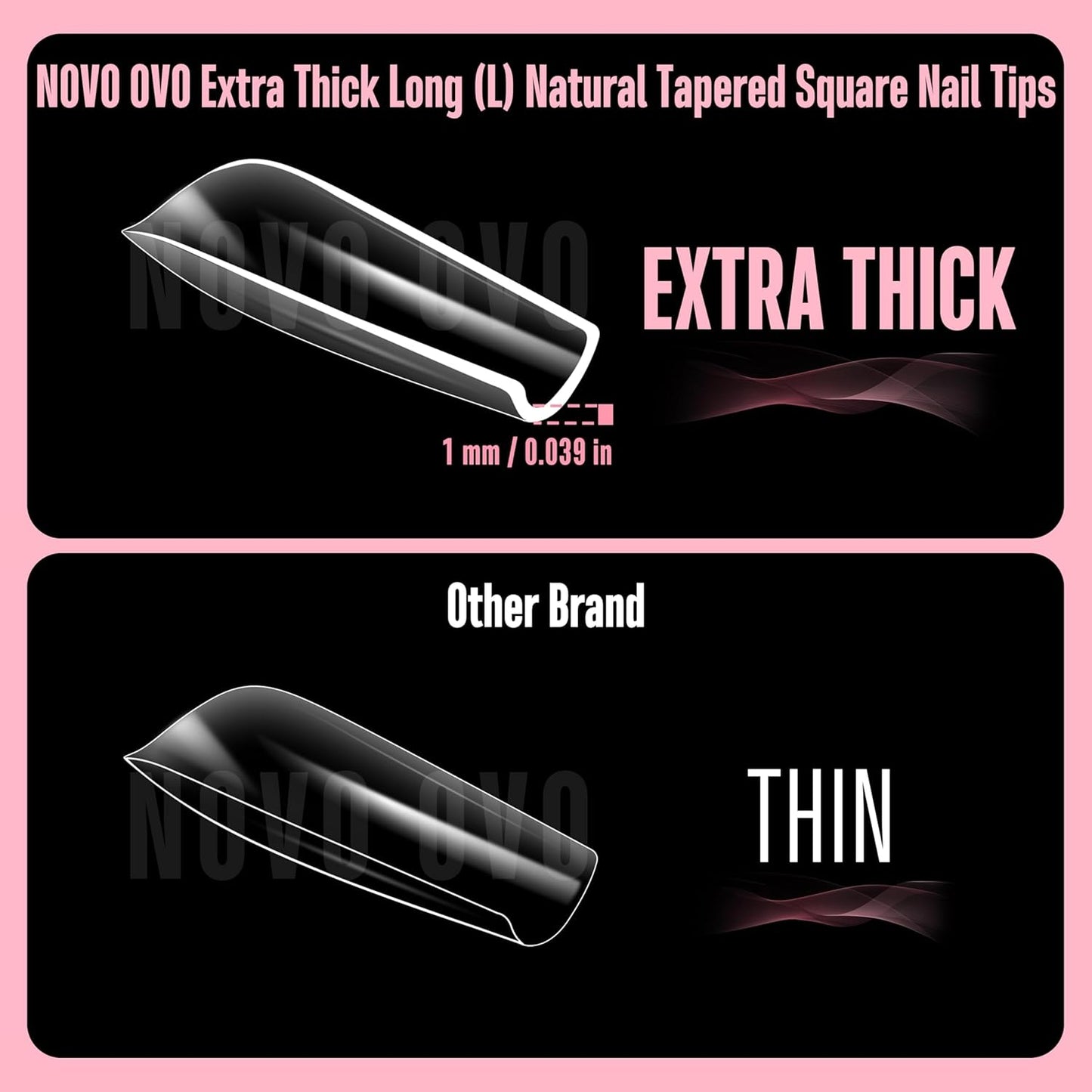 L Natural Thick Square Nail Tips