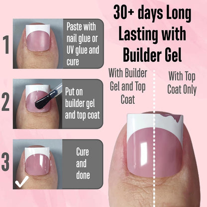 Sharp Square French Tip Toe Nail Tips Berry Pink