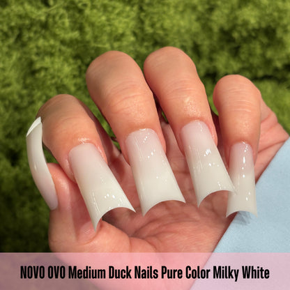 Medium Duck Nails Pure Color Milky White