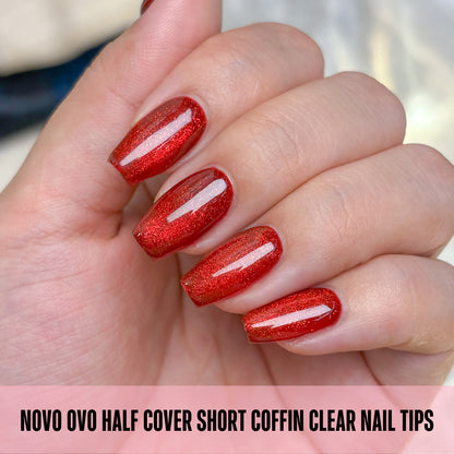 Half Cover Short Coffin Clear Nail Tips 224