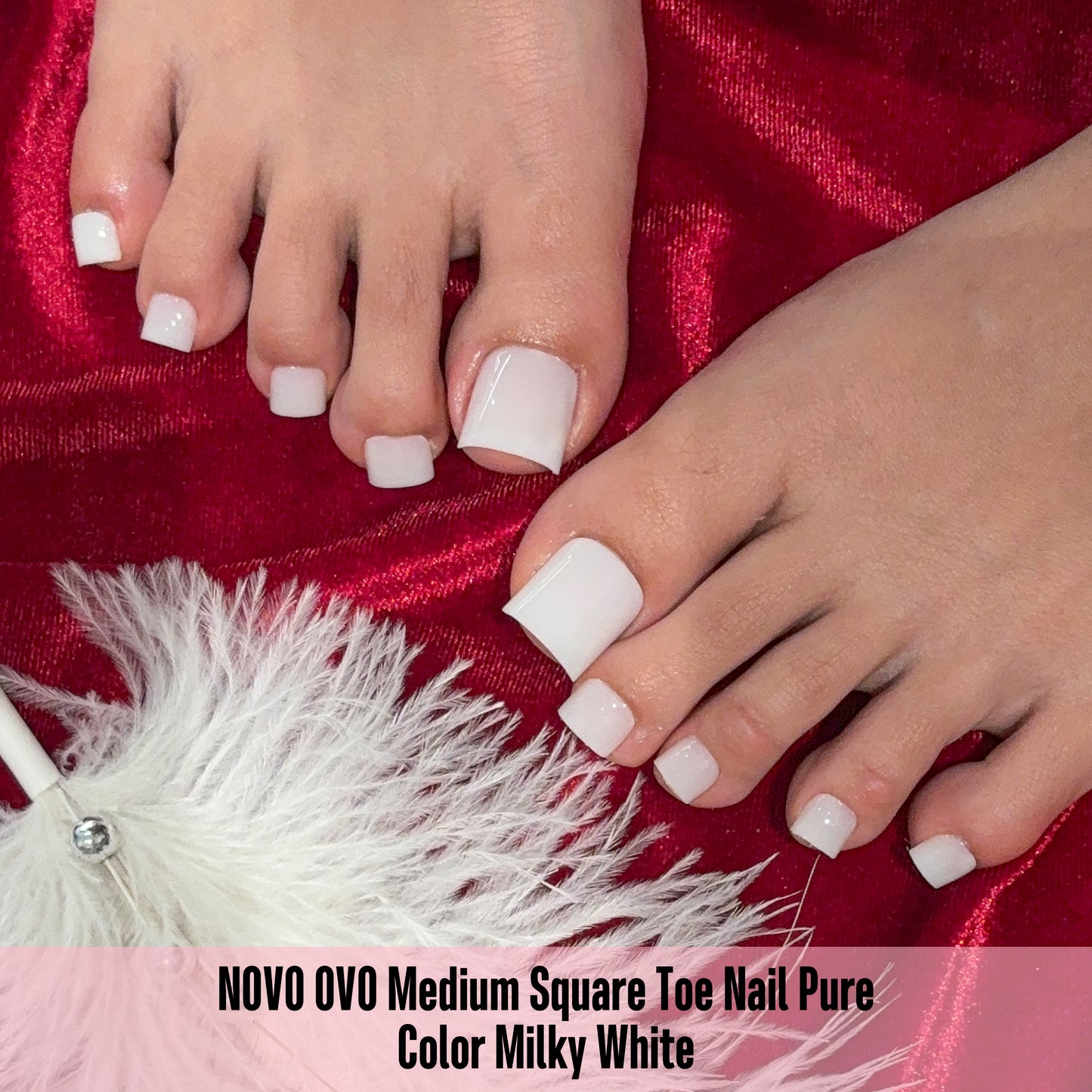 Sharp Square Pure Color Toe Nail Tips Milky White