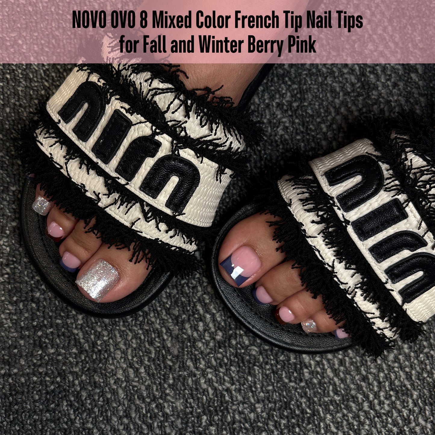 Sharp Square Toe Nail Tips BERRY PINK 8 Color For Winter
