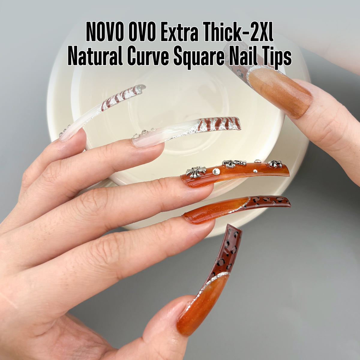XXL Shape Square Slight Curved Nail Tips No C Curve 240pcs