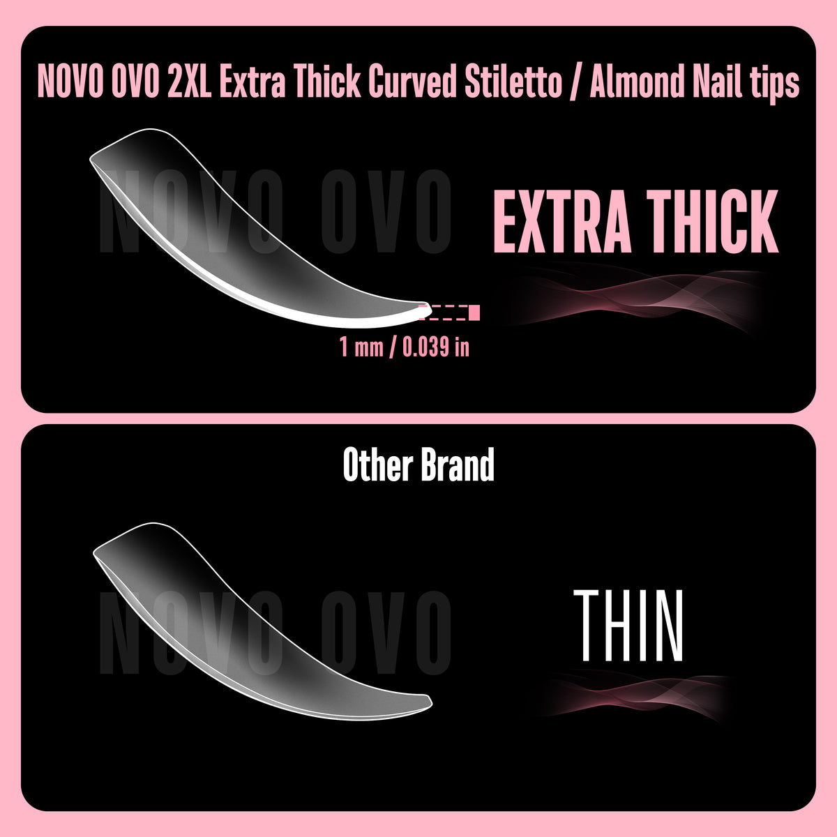 XXL Curved Stiletto Almond Nail Tips 300