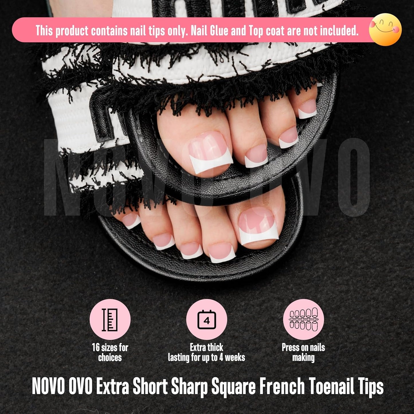Extra Short Sharp Square Toe Nail Tips White French Tip Berry Pink