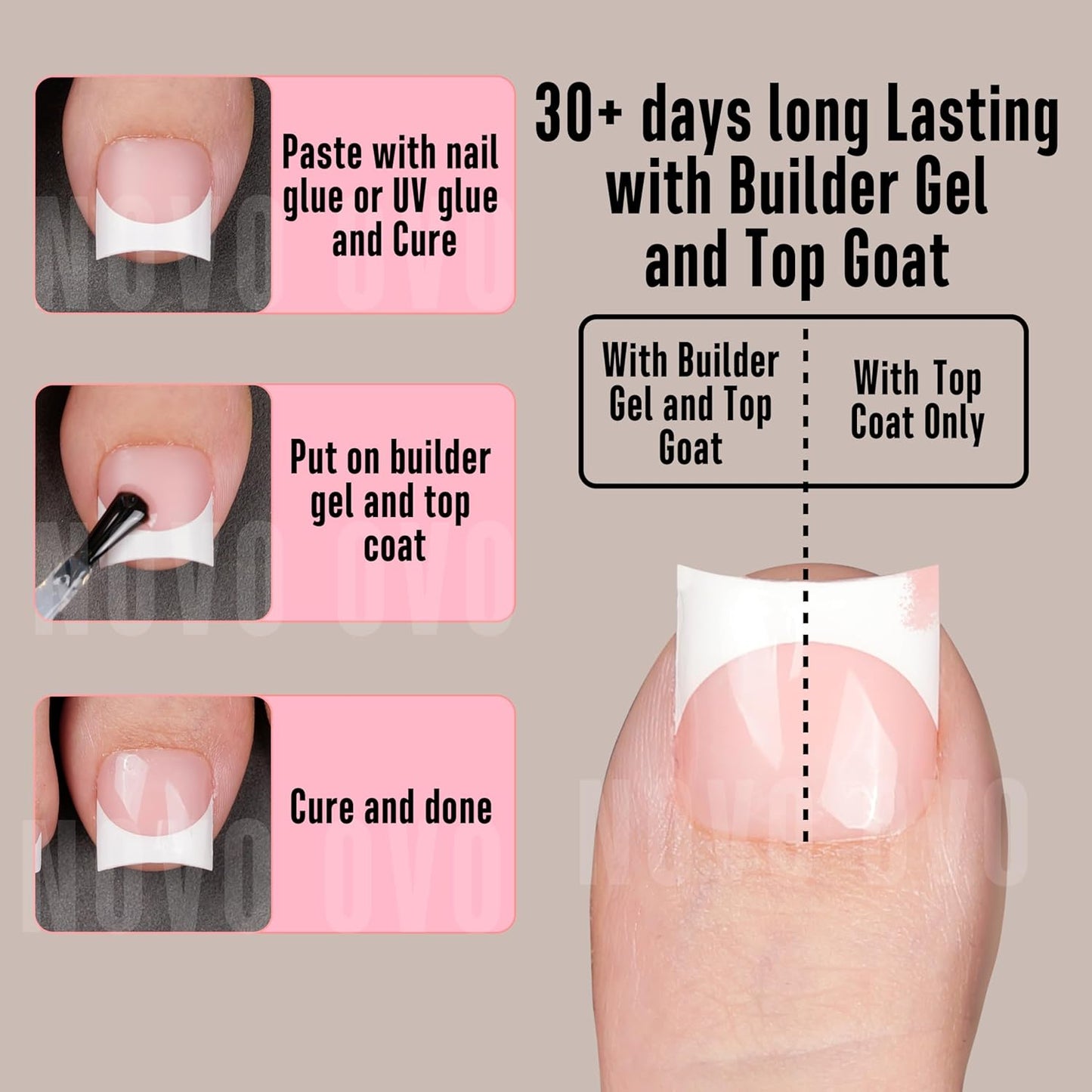 Halloween Short Sharp Square Toe Nail Tips With Moon Curve White French Tip Baby Pink