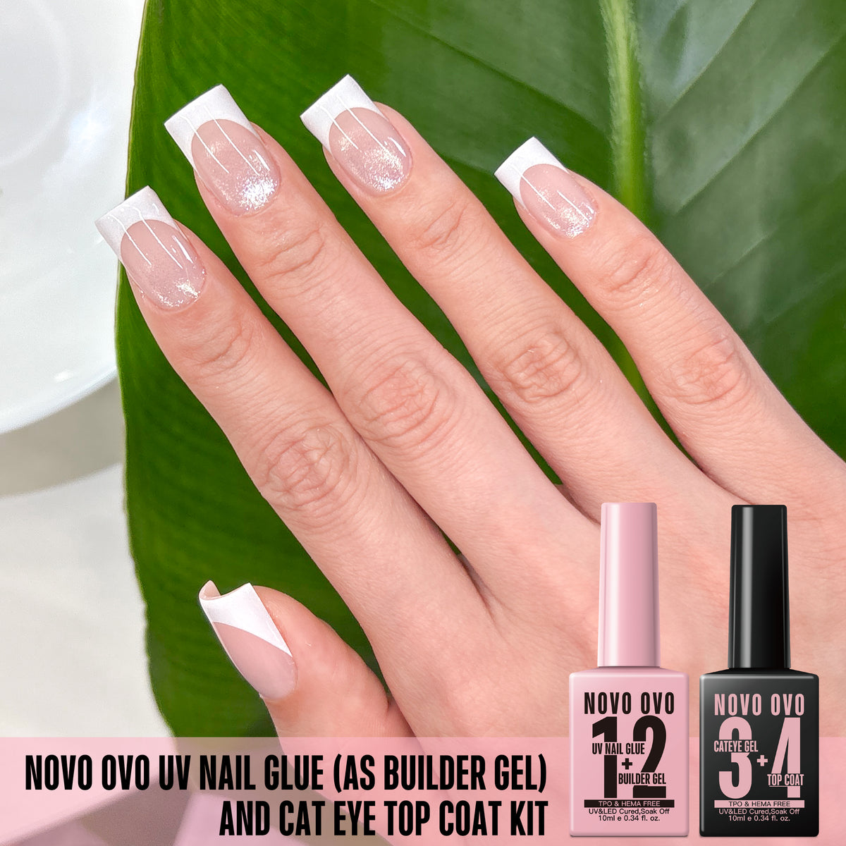 UV nail glue (as builder gel)cat eye top coat kit
