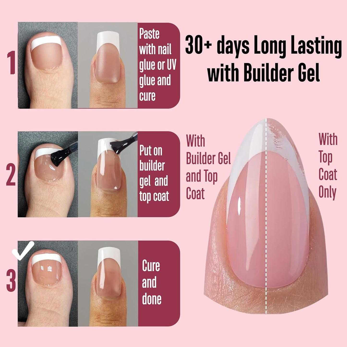 French Tip Matching Press On Nail Tips Set