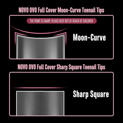 Sharp Square Toe Nail Tips with Moon Curve 15 Sizes 240 Pcs