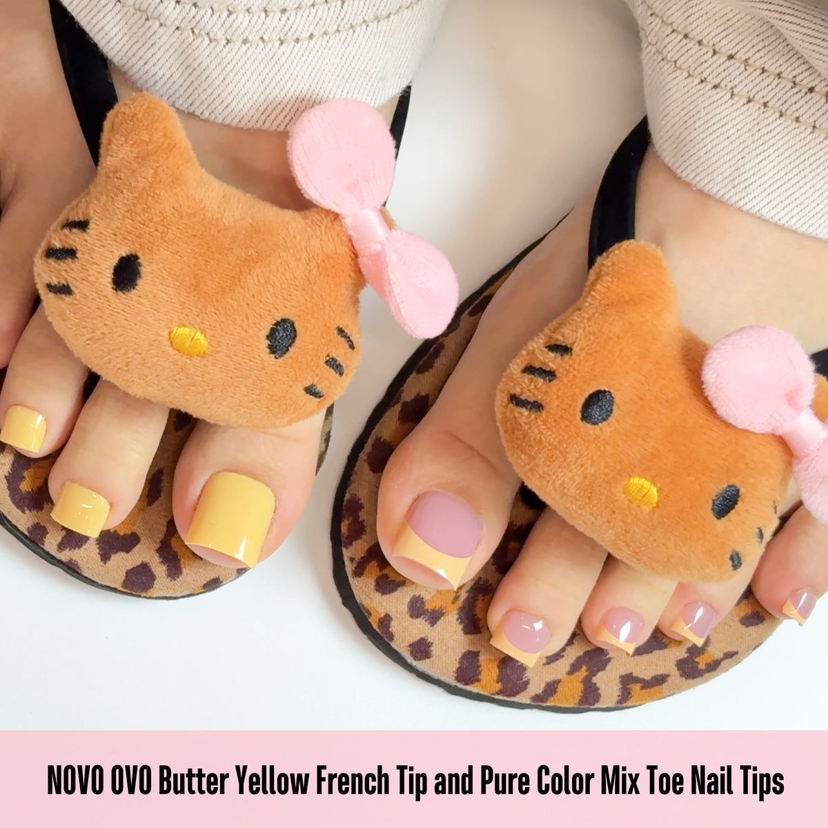 Butter Yellow French Tip and Pure Color Mix Toe Nail Tips 180