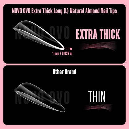 L Natural Thick Almond Nail Tips