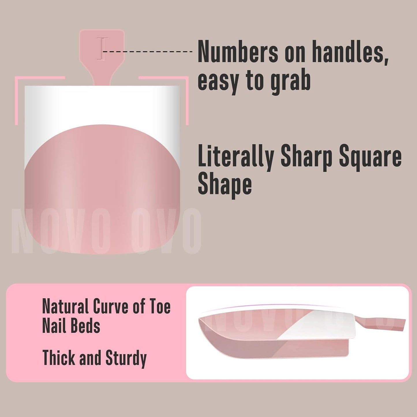 Sharp Square Toe Nail Tips Baby Pink 8 Mix Color