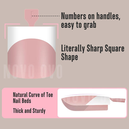 Sharp Square Toe Nail Tips Baby Pink 8 Mix Color