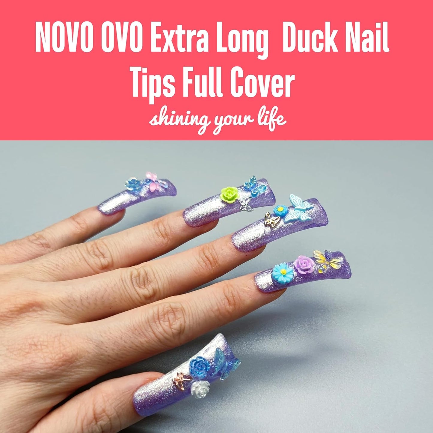 Long Full Cover Duck Nails Clear Small Box