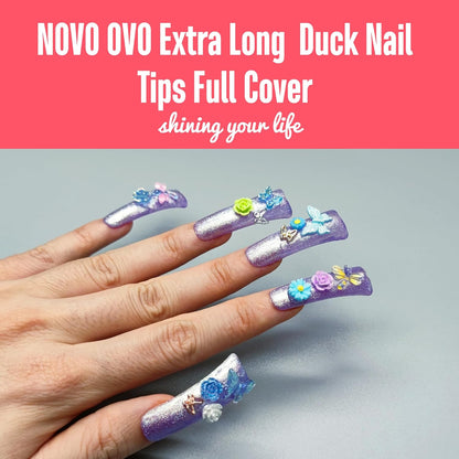 Long Full Cover Duck Nails Clear Small Box