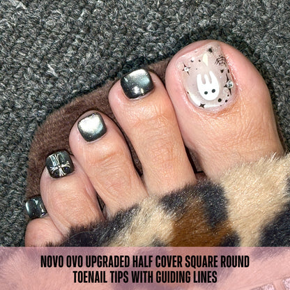 Square Round Toe Nail Tips Half Cover 300