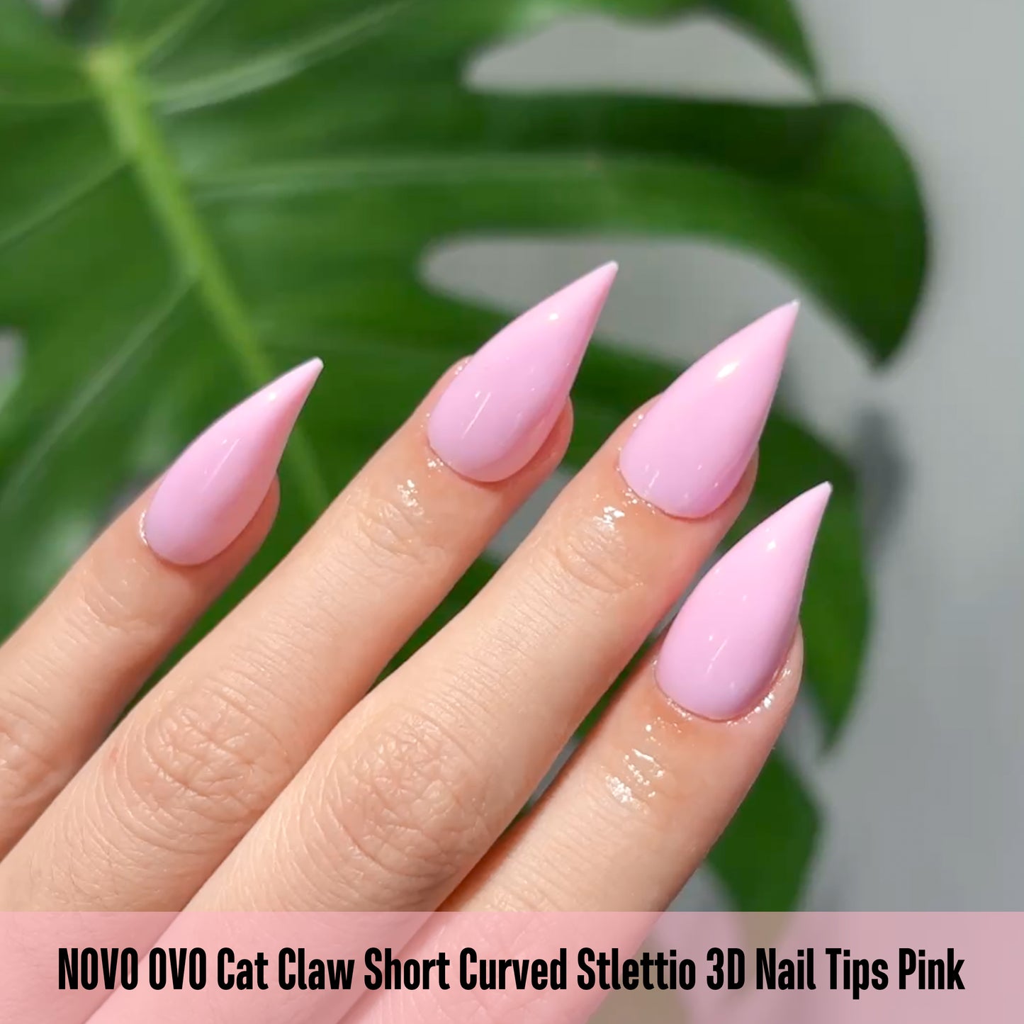 Cat Claw Short Curved Stlettio 3D Nail Tips Pink 128