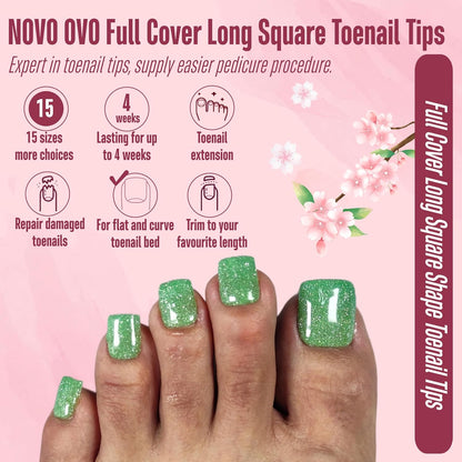 Square Long Toe Nails Clear Matte