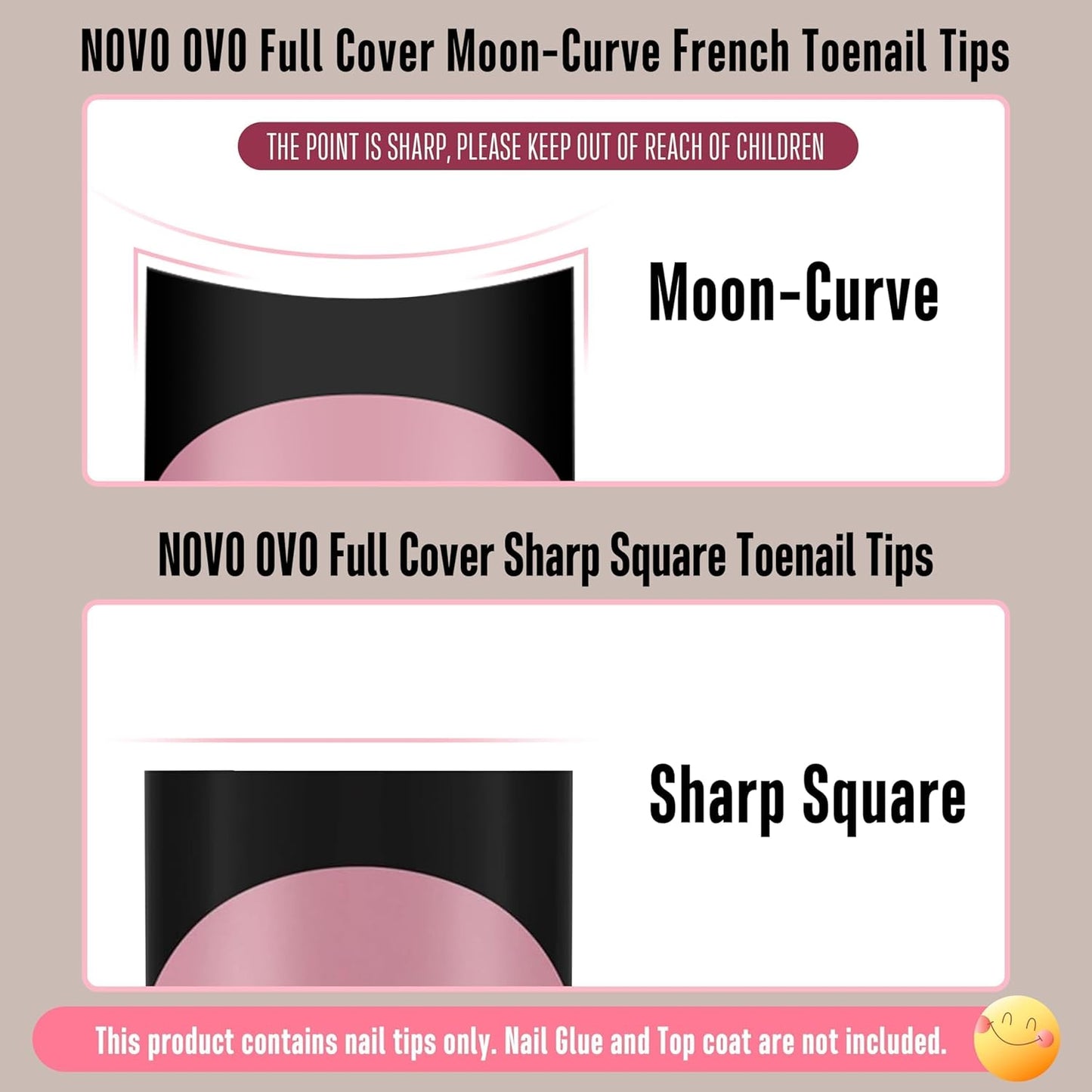 Halloween Black Short Sharp Square Toe Nail Tips with Moon Curve Black French Tip Berry Pink