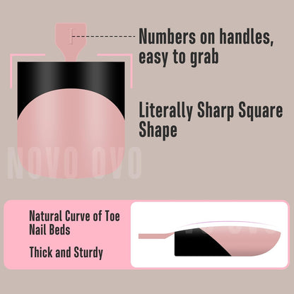Halloween Black Sharp Square Toe Nail Black French Tips Baby Pink