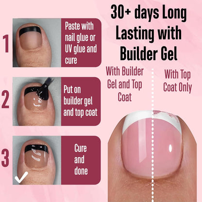 Black French Tip Toenails Brown Pink 15 Sizes 360 Pcs