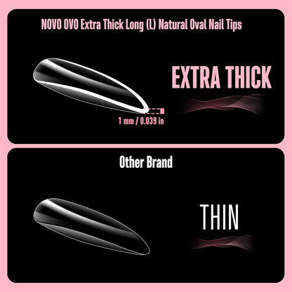 L Natural Thick Oval Nail Tips