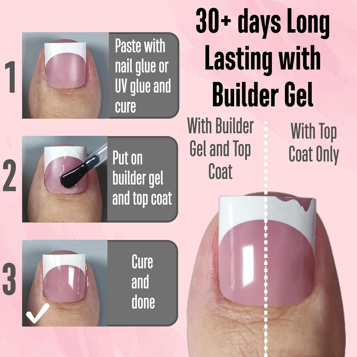 Sharp Square French tip Gel x Toe Nail Tips Berry Pink 150
