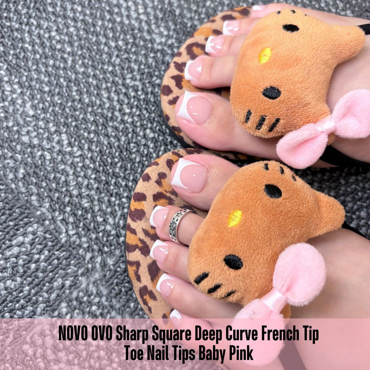 Sharp Square Deep Curve French Tip Toe Nail Tips Baby Pink 240
