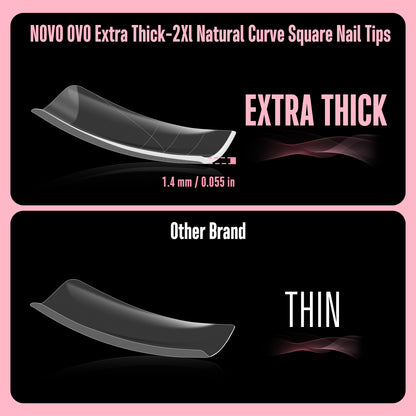 XXL Sharp Square Slightly Curved Nail Tips
