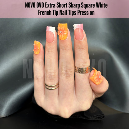 Sharp Square Short Nail Tips Clear