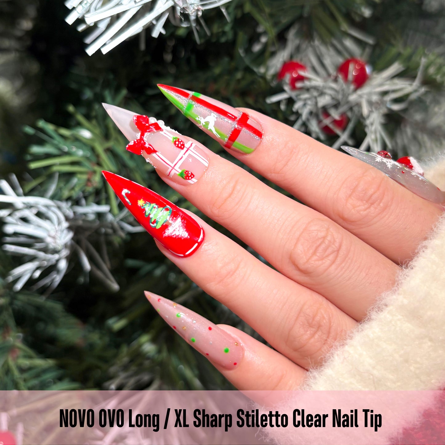 Long XL Clear Sharp Stiletto Nail Tips 480