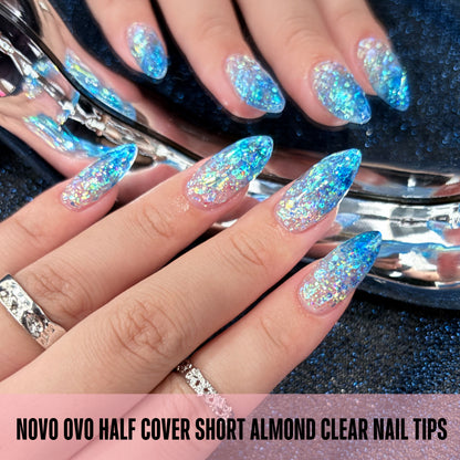 Half Cover Short Almond Clear Nail Tips 224