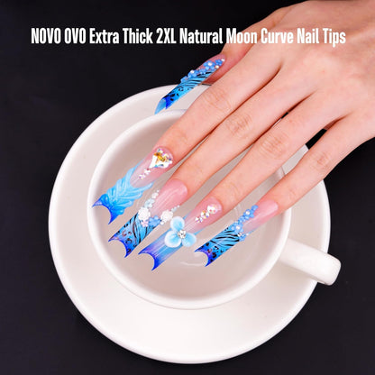 Halloween XXL Square Nail Tips with Sharp Point Moon Curve