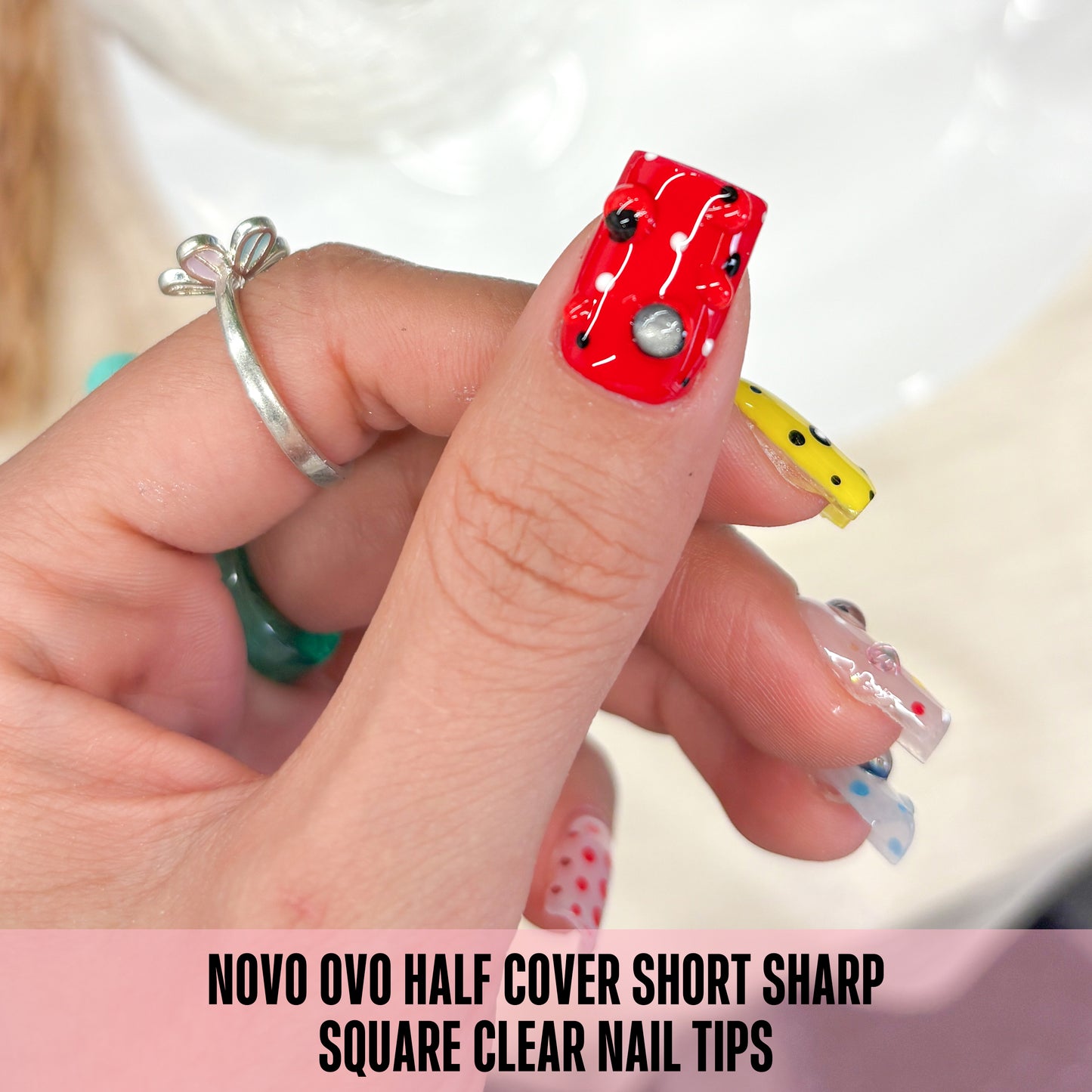 Half Cover Short Sharp Square Clear Nail Tips 224