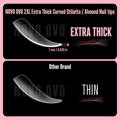 XXL Curved Stiletto Almond Nail Tips 240