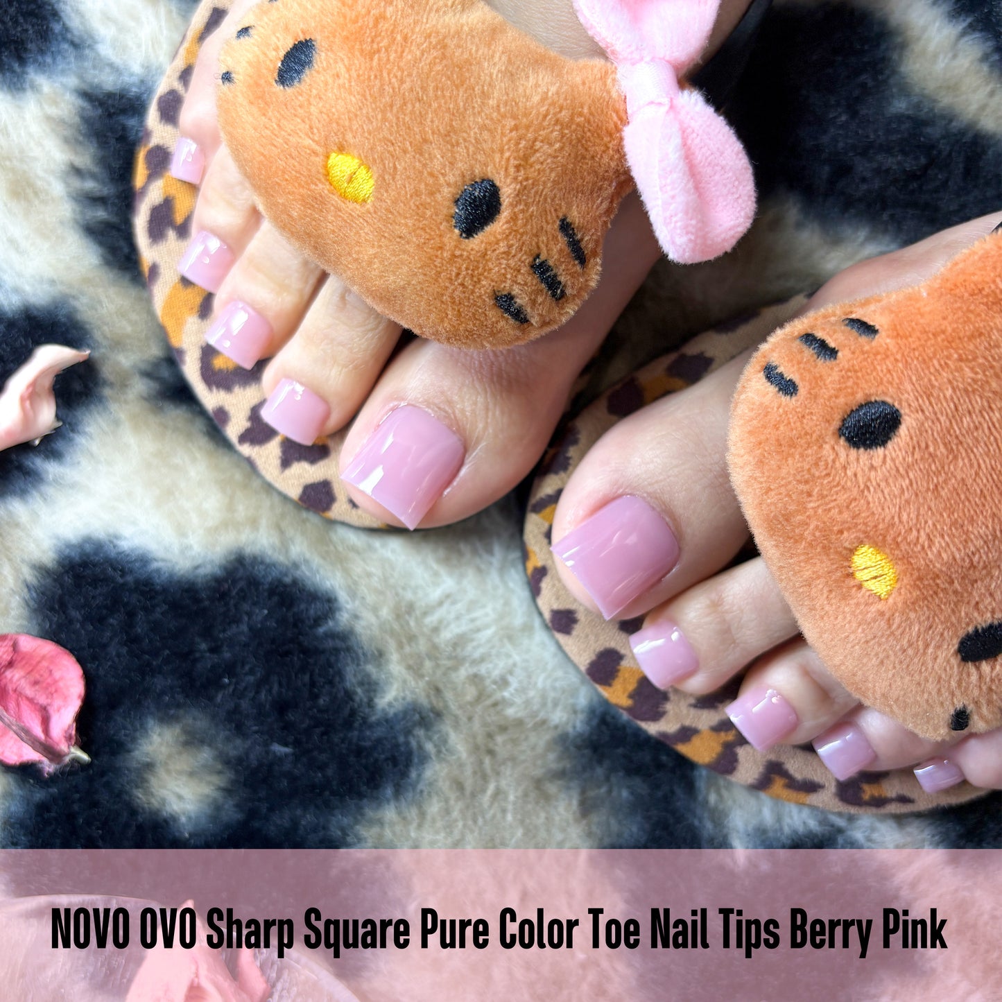 Sharp Square Pure Color Toe Nail Tips Berry Pink 240