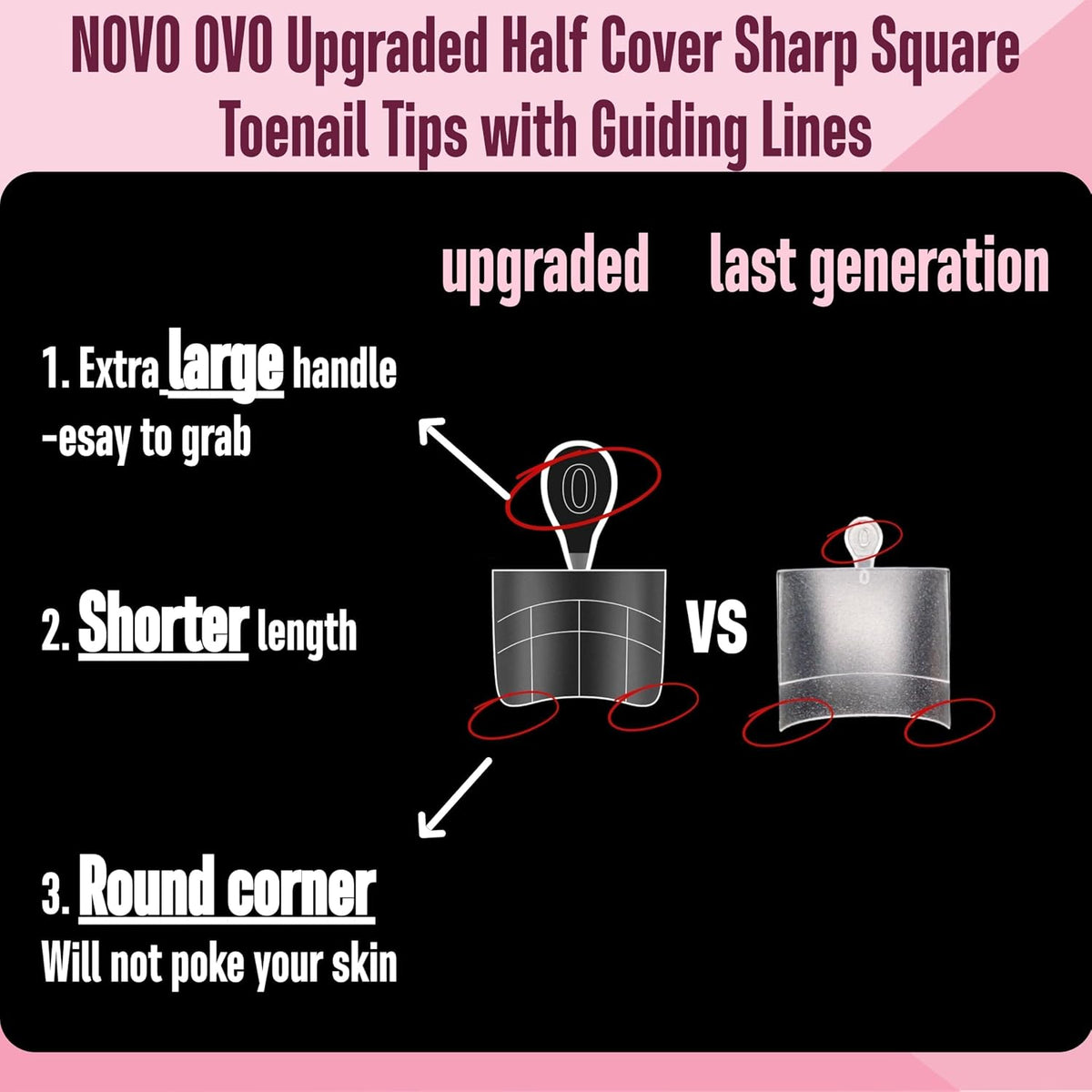 Square Toe Nail Tips Half Cover Meidum 240