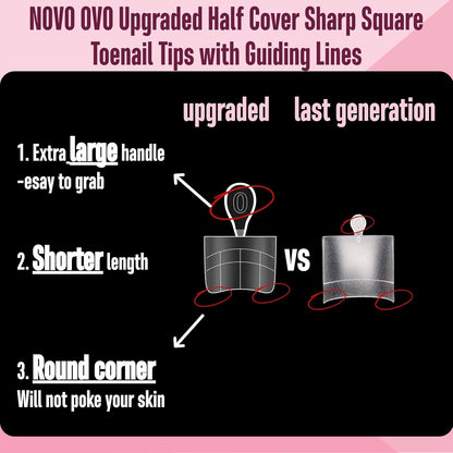 Square Toe Nail Tips Half Cover Meidum 240
