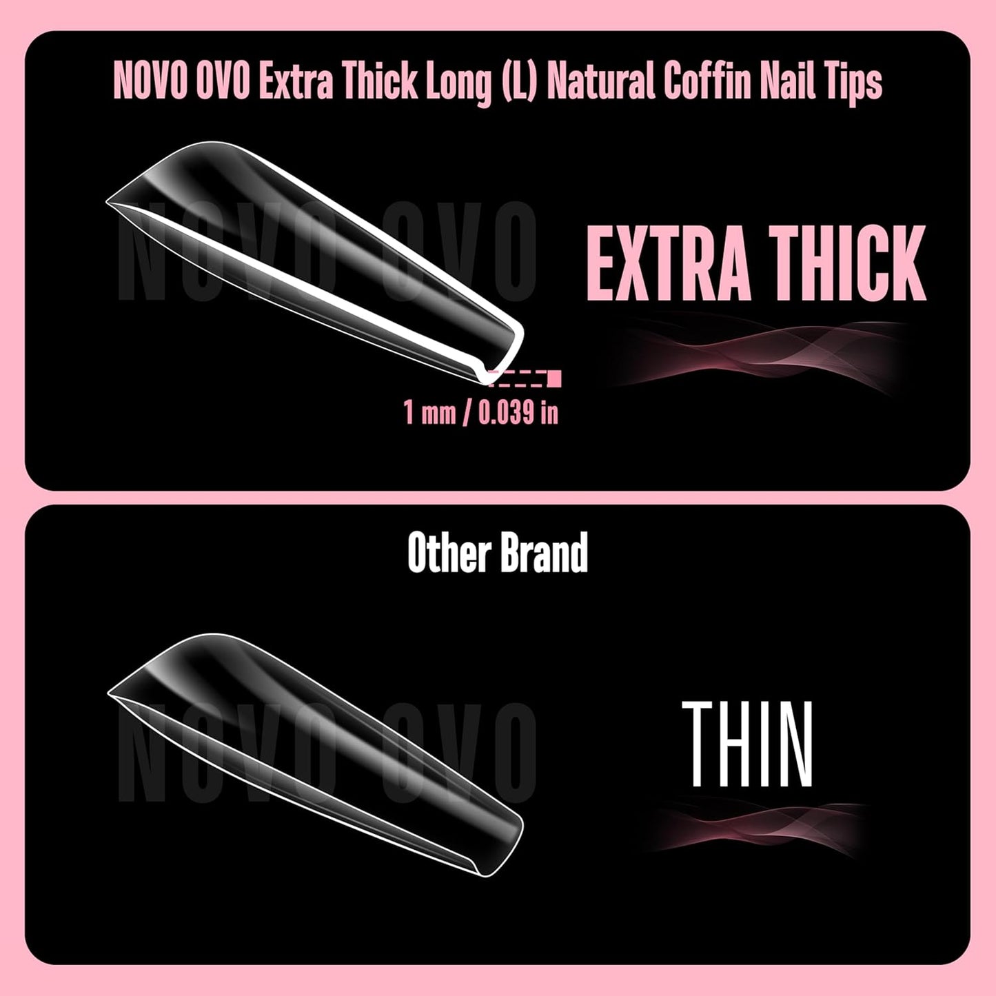 L Natural Thick Coffin Nail Tips