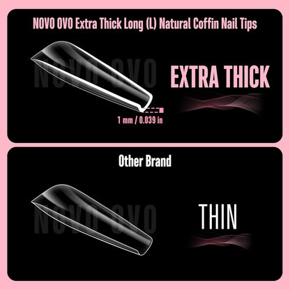 L Natural Thick Coffin Nail Tips