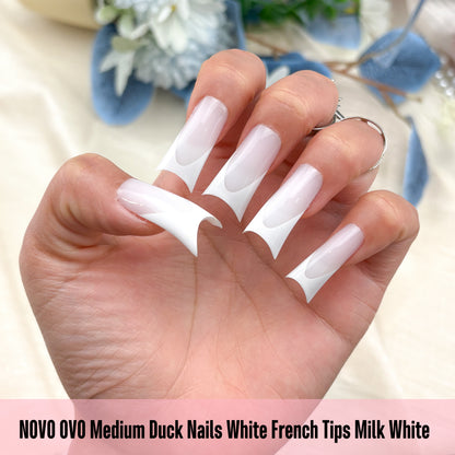 Medium Duck Nails White French Tips Milk White