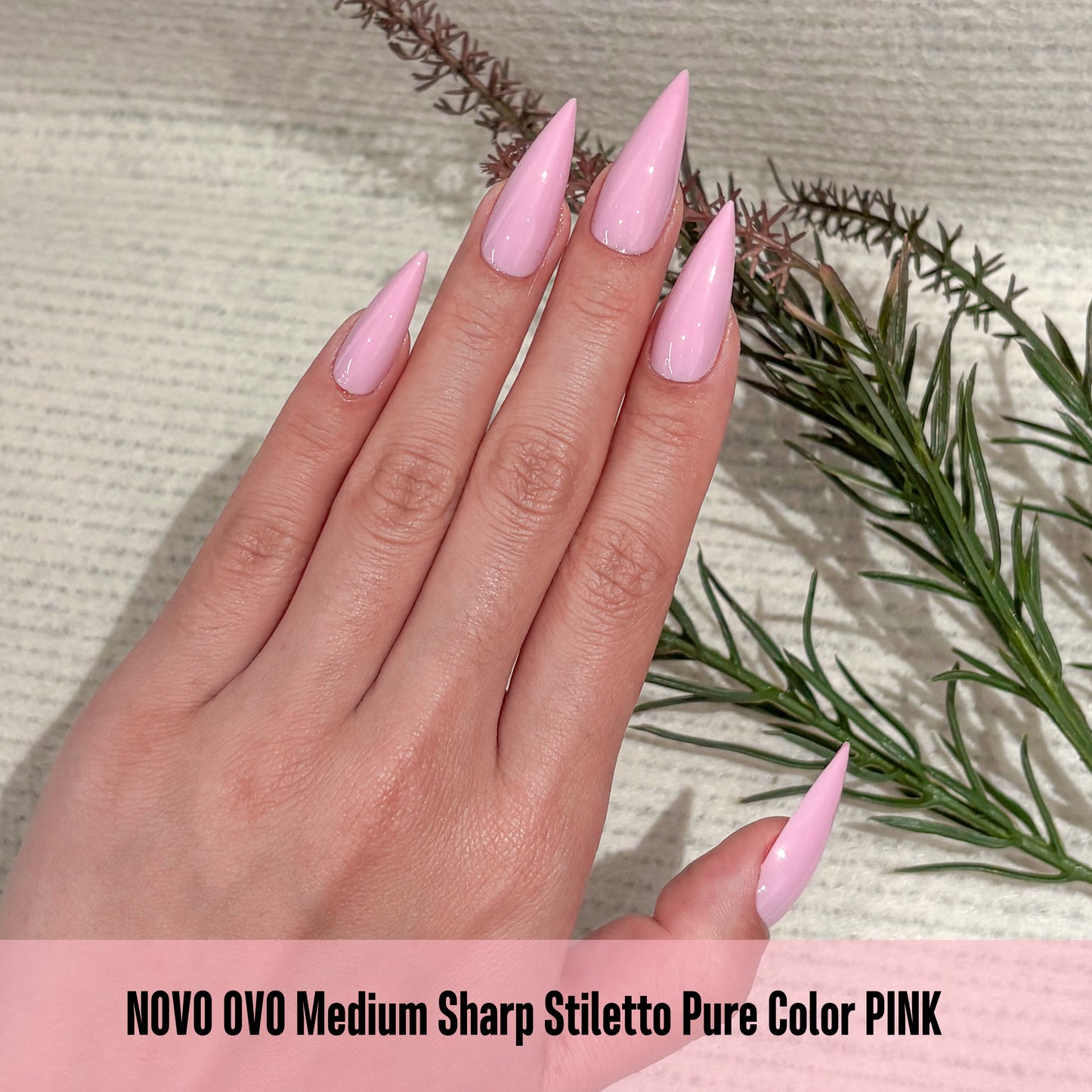 Medium or Long Pure Color Sharp Stiletto Nail Tips Pink