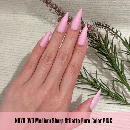 Medium or Long Pure Color Sharp Stiletto Nail Tips Pink