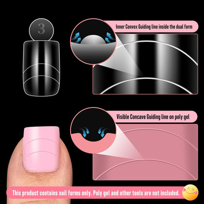 Toe Dual Nail Forms for Poly Gel with Inner French Tips Auxiliary Line