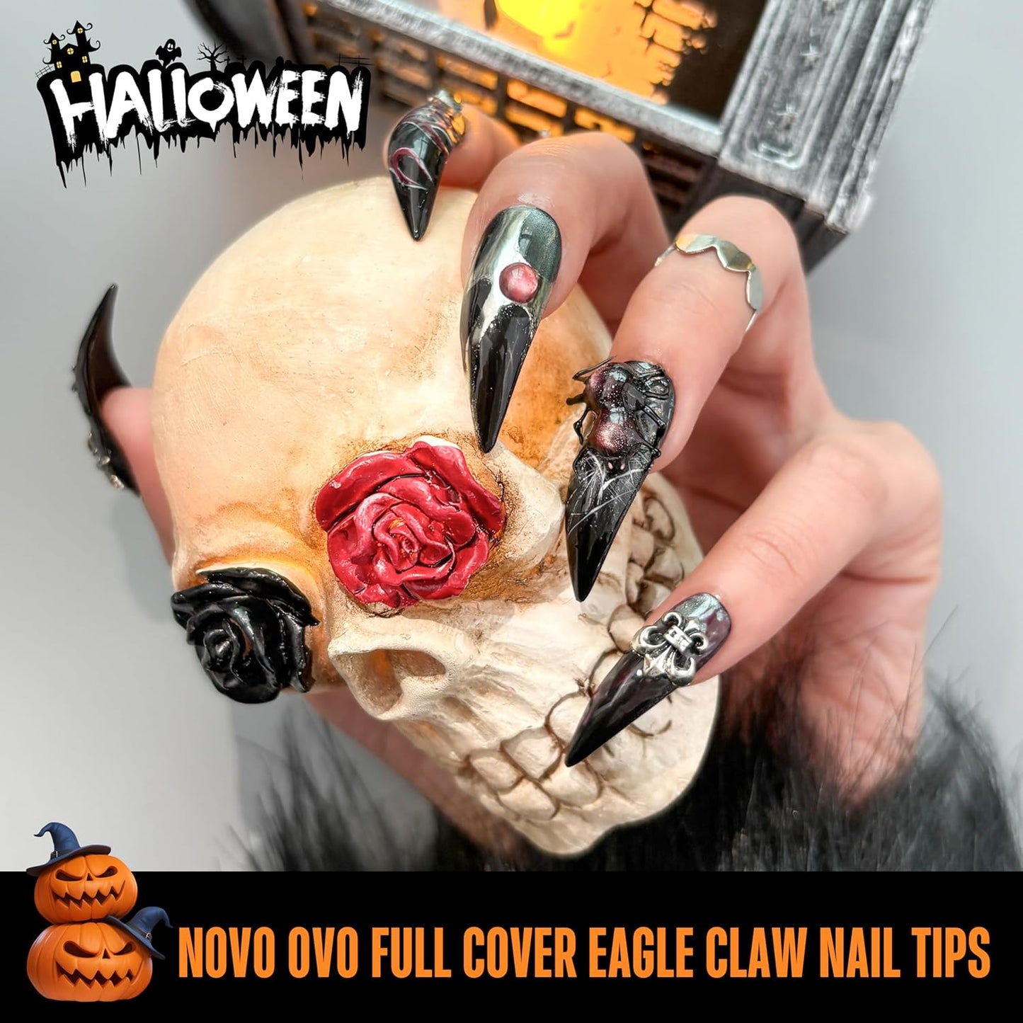 Halloween Curved Stiletto Medium Black