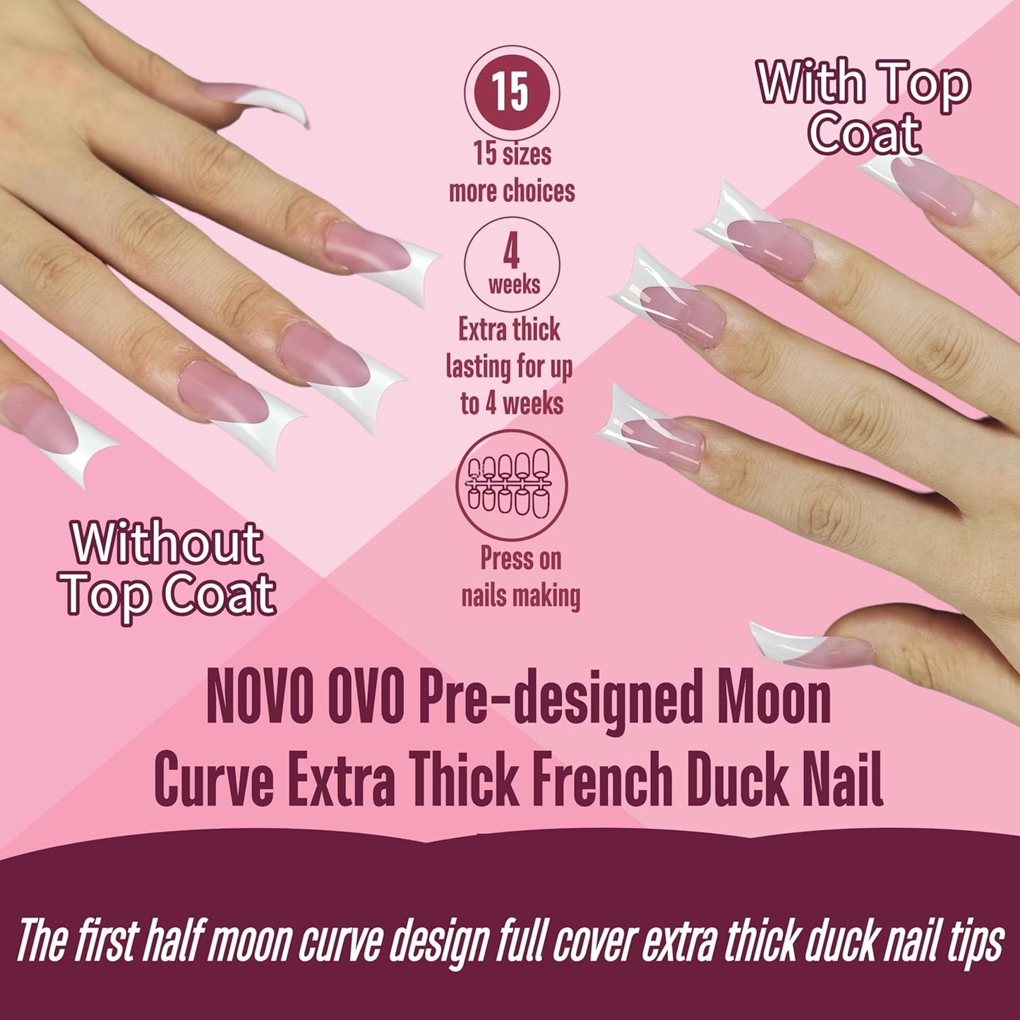 Duck Nails Medium White French Tip