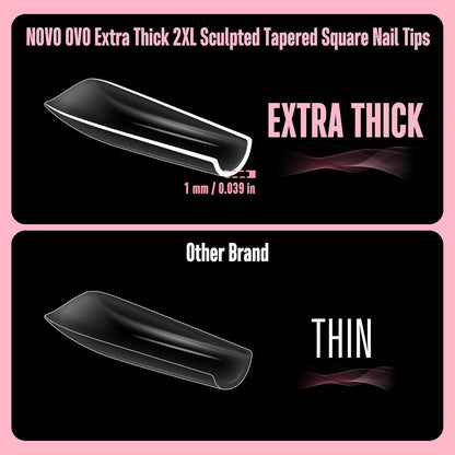 XXL Sculpted Thick Square Nail Tips