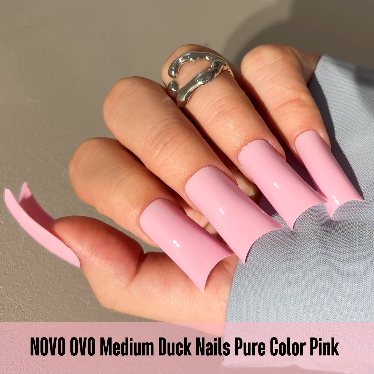 Medium Duck Nails Pure Color Pink